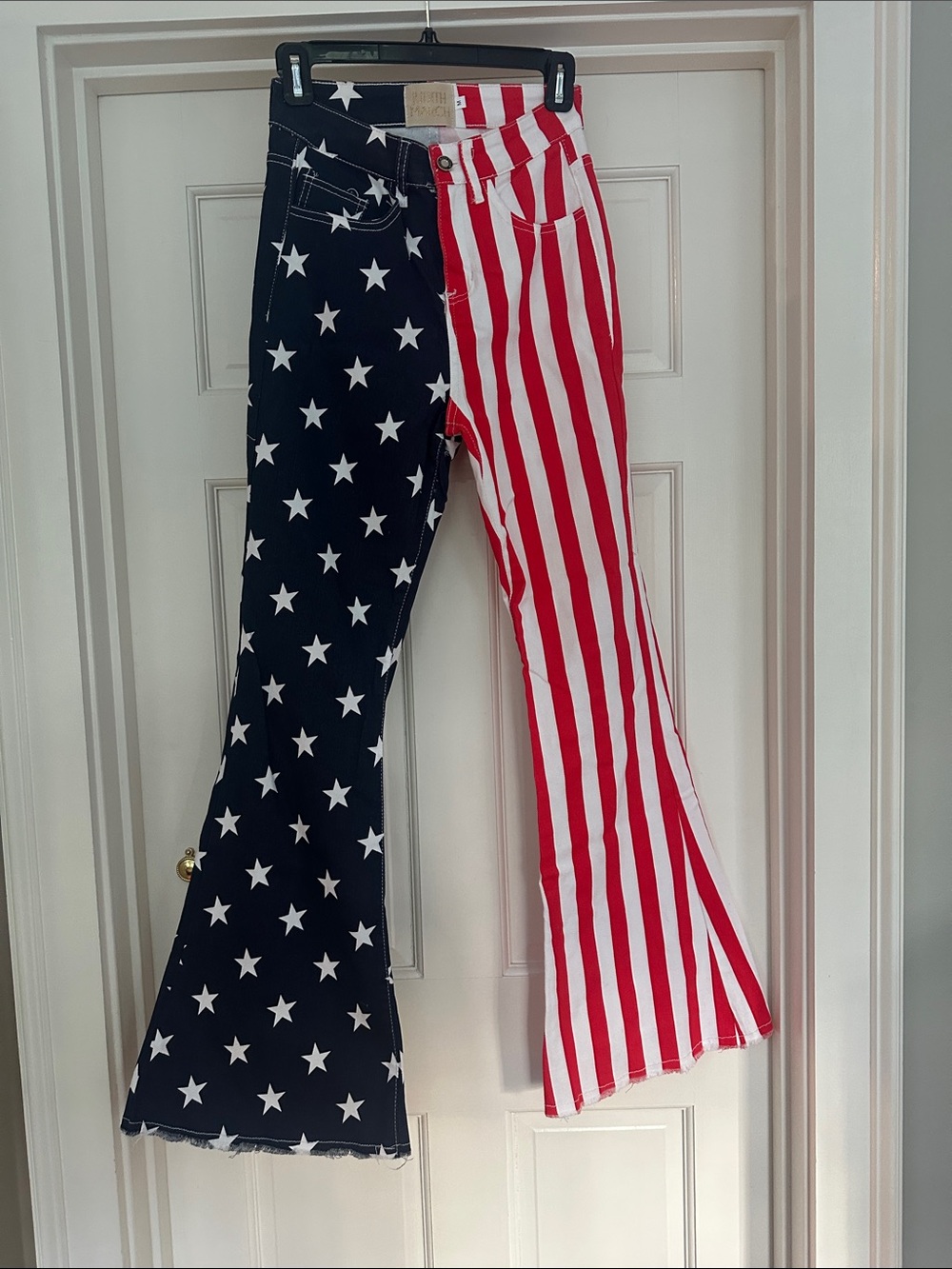 Judith March American Flag Split-Star & Stripe Flare Jeans